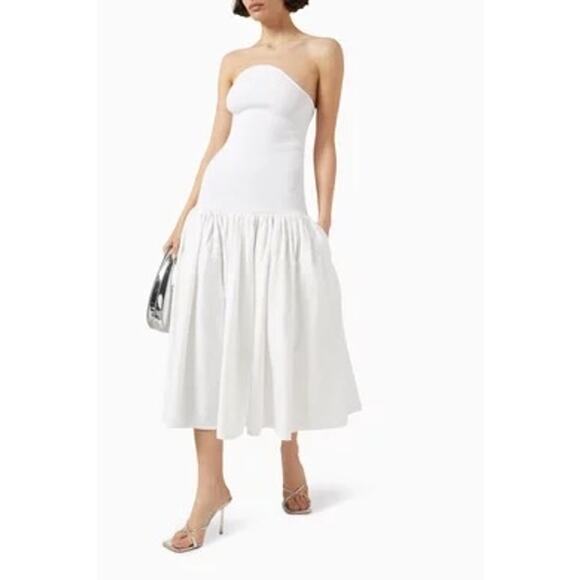 Alexis Kamali Dress stretch white midi aline bride bridal size large L - Picture 14 of 16
